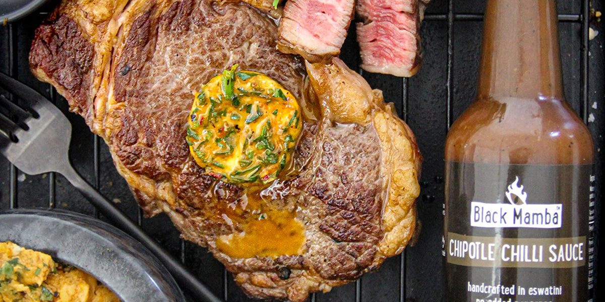 Pan Seared Wagyu Steak with Chipotle Compound Butter Black Mamba UAE