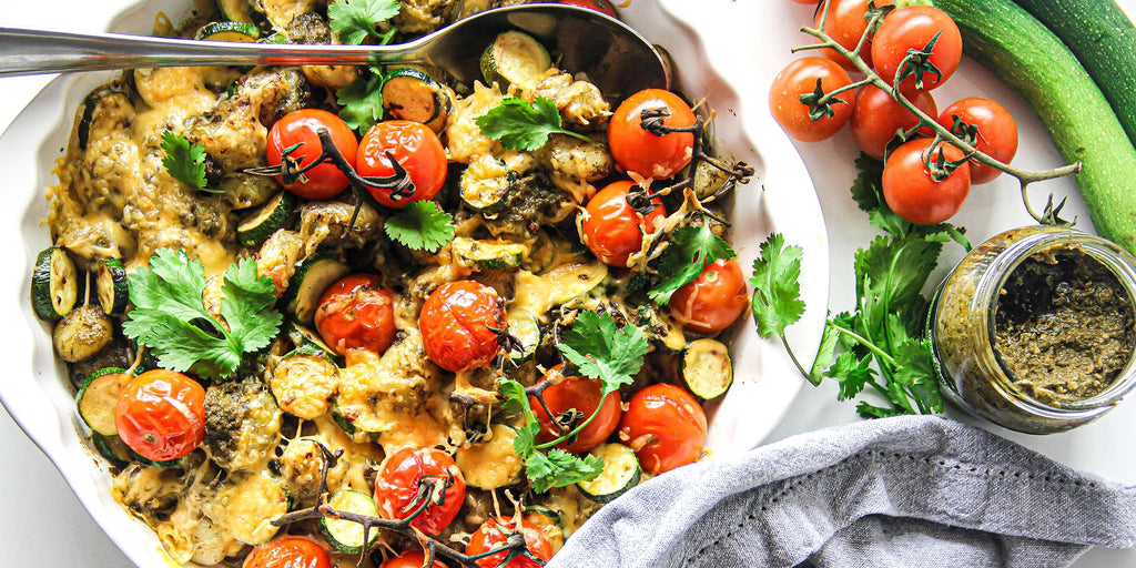 Tomato, Zucchini & Pesto Gnocchi Bake